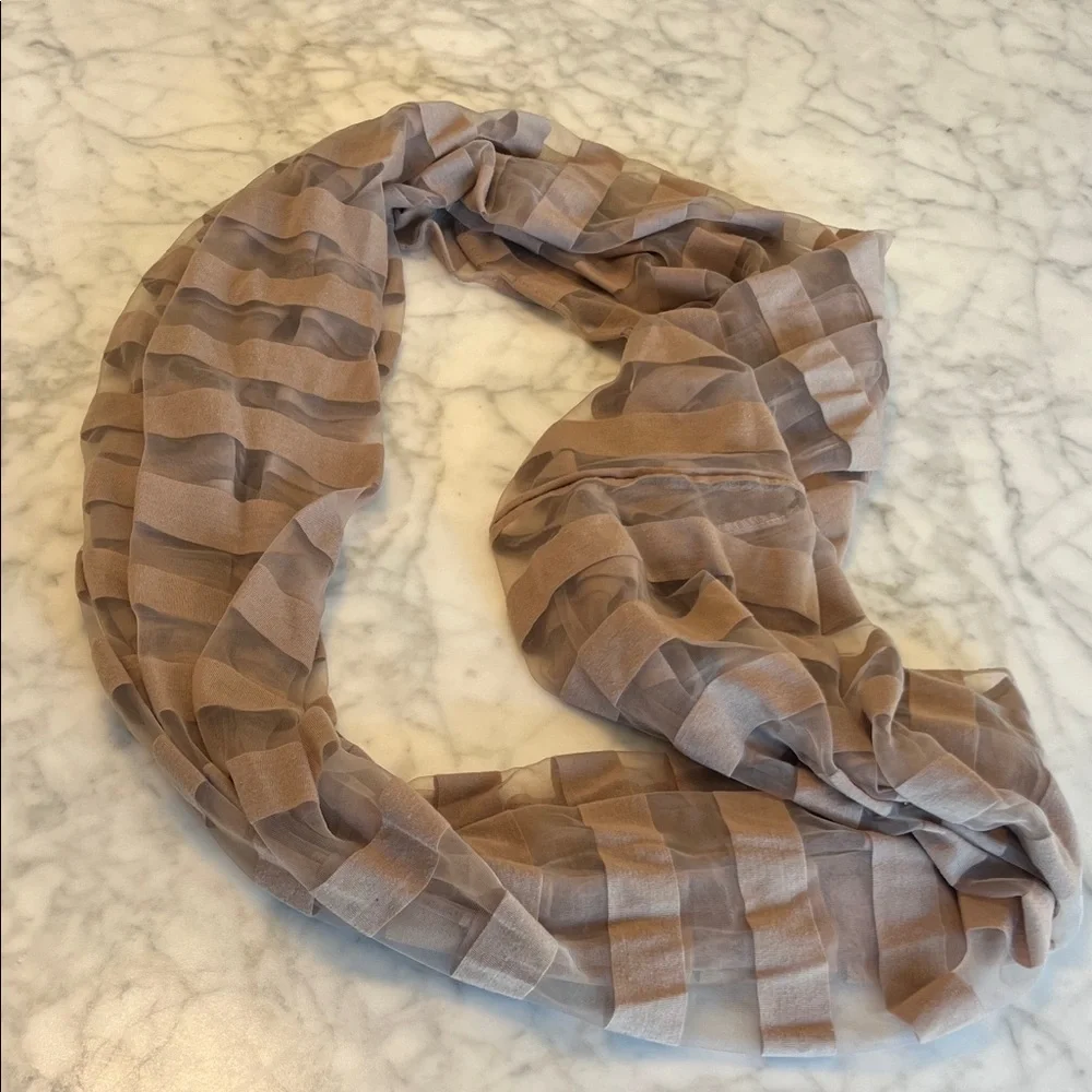 Elegant Tan Striped Infinity Scarf